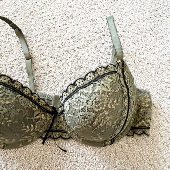 Heidi Klum Intimates Margaux Balconette Contour Bra Green Sz 36D Lace H23-1076 - Picture 4 of 10